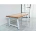 Rustic Solid Wood Industrial Dining Table / Desk / Meeting Table - Chunky Timber / White Steel Legs (A-Frame Legs) - 1.5m (150cm) / 1.8m (180cm) / 2m(200cm) c/w White A-FrameLegs x 2 4-8 Persons - SQUARE EDGE